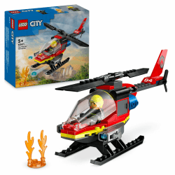 LEGO City Feuerwehrhubschrauber, Set mit Hubschrauber-Spielzeug und Pilot-Figur, Feuerwehr-Helikopter für EIN fantasievolles Spielerlebnis, Geschenk für Kinder, Jungen und Mädchen ab 5 Jahren 60411