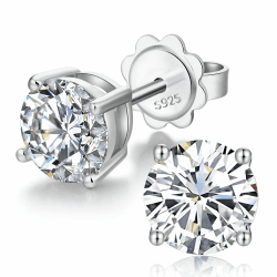 jiamiaoi 18 Karat Weißgold plattiert Glänzend Ohrringe Silber 925 Stecker, 4mm-8mm 4A+ Zirkonia Ohrstecker Herz Ohrringe Fur Damen Herren