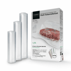 CASO Profi- Folienrollen Set 4 / für Vakuumierer, Vakuumiergerät, Vakuumier Rollen 1 St. 20x600cm, 1 St. 25x600cm, 1 St. 30x600cm, Vakuumbeutel Vakuumierbeutel Lebensmittel, BPA-frei