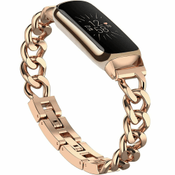 Wizvv Bracelet Compatible with Fitbit Luxe Bands, Slim Metal Strap, Stainless Steel Adjustable Bands, Replacement Bands for Fitbit Luxe Smart Watch for Women and Men