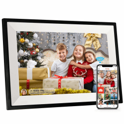 10,1 Zoll Digitaler Bilderrahmen WLAN, 1280x800 HD IPS Touchscreen Digitale Bilderrahmen, Automatische Rotation, 32GB Speicher, Teilen Sie Fotos sofort von überall, Schwarz & Weiß,Frameo App