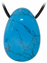 Edelstein Halskette mit Anhänger/Türkis blau (rekonstruiert) / Lederband mit gebohrtem Trommelstein Tropfen Anhänger/Hochwertiger Edelsteinanhänger/Lederkette