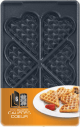 Tefal Platte Herzwaffeln Backform Nummer 6, passend für Tefal Snack Collection SW85XX, inklusive Rezeptbuch, praktische Aufbewahrungs-Box, spülmaschinengeeignet, schwarz, XA8006