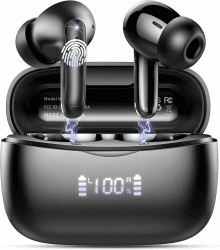 WeurGhy Bluetooth Kopfhörer, Kopfhörer Kabellos Bluetooth 5.3 in Ear Kopfhörer mit 4 ENC Noise Cancelling Mic, 56H HiFi Stereo Tiefbass Spielzeit, IP7 Wasserdicht Ohrhörer LED Anzeige,2025,Schwarz