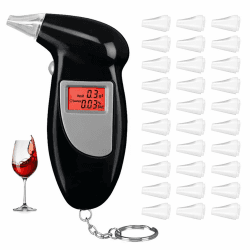 Merwlukt Alkoholtester Polizeigenau, Promillemessgerät Professioneller Alkohol Tester, Alkoholmessgerät mit Digitaler LCD-Bildschirm und Halbleiter Sensorik, 30 Mundstücke