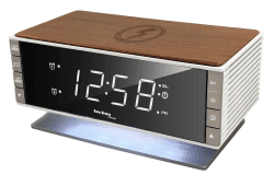 Technoline mit Qi-Ladefläche Retro WT487 Wireless Charger, Holz-Optik, 16,7 x 8,7 x 7,8 cm
