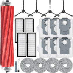 Bluearks 19 Stück Zubehörset für Roborock Qrevo S/Qrevo Pro Roboter Saugroboter,1 Hauptbürsten,4 Hepa Filter,4 Wischpads,4 Seitenbürsten und 6 Staubbeutel,Kompatible für Qrevo Pro/Qrevo S