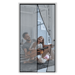 Fliegengitter Magnet Tür 90x210cm, Fliegengitter Magnet Balkontür Ohne Bohren Kinderleichte Klebemontage, fliegenschutztür Ist Ideal für Die Balkontür, Terrassentür, Wohnzimmer, Schwarz