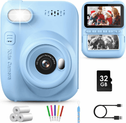GREENKINDER Sofortbildkamera Kinder,14MP 3.0 Zoll Bildschirm Kinderkamera Sofortbildkamera mit 32G Karte,Druckpapier & Farbigen Stiften,1080P Kamera Kinder Sofortdruck, 3-12 Jahren