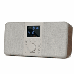 MangoKit SR20 Stereo WiFi Internet Radio mit DAB/DAB+ Digitalradio,Podcast-Player,Smart Radios mit Bluetooth,UKW-Radio,Küchenradio mit Netz-und Batteriebetrieb,Farbdisplay,Doppelalarm-Walnuss
