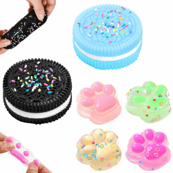 2 Stück Biscuit Stress Relief Toy und 4 x Squishy Spielzeug Mini Katzenpfoten, Soft Squeeze Biscuit Toys, Montessori Sensorisches Quetschspielzeug für Autismus Spielzubehör