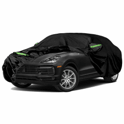 wasserdichte Autoabdeckung Ersatz für Porsche Cayenne 2009–2025, 6 Schichten Abdeckplane Allwetter Auto Abdeckung mit Reißverschluss-Tür und winddichten Bändern für Schnee, Regen, Staub, Frostschutz