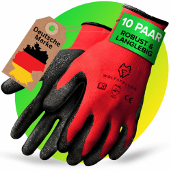 10 Paar robuste & komfortable Handschuhe Arbeitshandschuhe Herren Gr 10 - Arbeitshandschuhe Damen - Gartenhandschuhe Herren - Mechaniker Handschuhe Herren mit Latex Beschichtung.