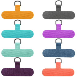 8 Stück Handy-Haltebänder, Universal-Handy-Schlüsselband, Stoff, Canvas-Patch-Aufkleber, Anti-Verlust-Befestigung, zum Aufhängen, Metallring, Sicherheits-Handgelenkband, helle Farben
