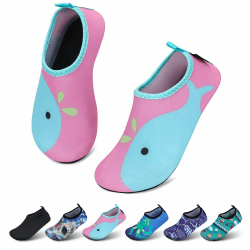 SAGUARO Kinder Badeschuhe Mädchen Schwimmschuhe Junge Schnell Trocken Outdoor Aqua Schuhe Pool Yoga，21-35 EU 28/29 EU Pink Delfine