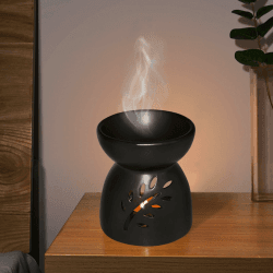 Keramik Scentsy Duftlampe Aromalampe Teelicht für Ätherische Öle, Schwarz Ausgehöhlte Duftöl Lampe für Wohnkultur