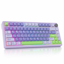 SOLIDEE mechanische Gaming Tastatur 75 Prozent mit Knopf,Bluetooth 5.0/2.4GHz/USB-C Gasket Mount Tastatur,hot-swap-fähige mechanische Tastatur mit South Facing RGB Hintergrundbeleuchtung(Lavender)