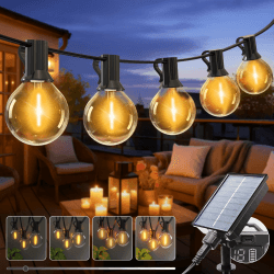 kolpop Lichterkette Außen Solar, 10M 8 Modi G40 Dimmbar Glühbirnen Solar Lichterkette Aussen Wetterfest, Wasserdicht Solarlichterkette für Balkon Garten Pavillon Terrasse Vorzelt, Warmweiß