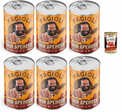 Fagioli alla Bud Spencer Tex Mex, Bud Power- Bud-Spencer-Tex Mex Bohnen fertig zum Probieren 6x 400gr + Italian Gourmet polpa 400g