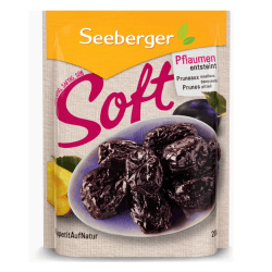 Seeberger Soft-Pflaumen: Fruchtig-saftige Pflaumen mit süßem Fruchtfleisch - ideal zum Mitnehmen - essfertig, entsteint & getrocknet - ohne Zuckerzusatz, vegan (1 x 200 g) 1er Pack