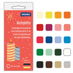 20 Wachsplatten zum Verzieren und Gestalten von Kerzen - Ideal für Kommunion, Taufe und Basteln - Kerzenwachs Platten Set für DIY Kerzenkunst