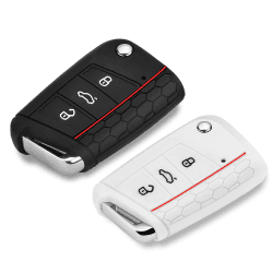 Auto Schlüssel Hülle Kompatibel für VW Golf 7 Schlüsselhülle Cover Yosemy 3 Tasten Schwarz + Weiß 🚗🔑