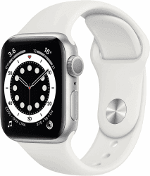 🌟Deal des Tages🌟 - Apple Watch Series 6 (GPS, 40MM) Aluminiumgehäuse Silber mit weiß Sportarmband (Generalüberholt)