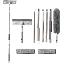 🪟🧹 Fensterwischer mit Teleskopstiel - 2 in 1 Teleskopstange 🪟🧼