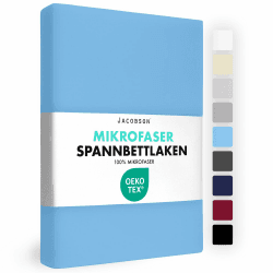 🌟 JACOBSON Spannbettlaken 90x200cm - 100x200cm, Premium Mikrofaser Spannbetttuch 160g/m², Bettlaken (90x200cm - 100x200cm, Hellblau) 🌟
