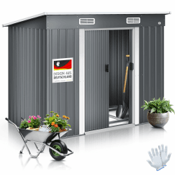 🌿🏠 KESSER® Gerätehaus L Metall 4 m³ mit Fundament | 210x132x186 cm | 2X Schiebetür & Fundament