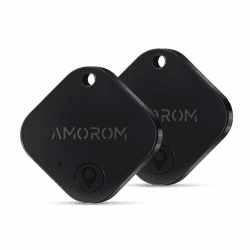 AMOROM Bluetooth Schlüsselfinder Air Tracker Tag, iOS & Android APP, Telefonfinder, In der Nähe Finden, Lauter Klingelton, Austauschbarer Akku, 2er Pack 🎁
