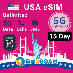 📱🇺🇸 USA Prepaid eSIM-Karte | Unbegrenzte 5G/4G-Daten + Anrufe & SMS 📞📶