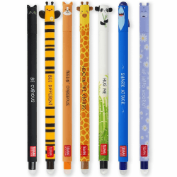 Legami Set mit 7 radierbaren Gelstiften 🐱🐝🐶🦒🐼🦈🦛