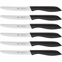 🔪🍞 WMF Classic Line Frühstücksmesser Set 6-teilig, 23 cm, Brötchenmesser Wellenschliff, Brotzeitmesser, Spezialklingenstahl, Kunststoffgriff, schwarz 🍴