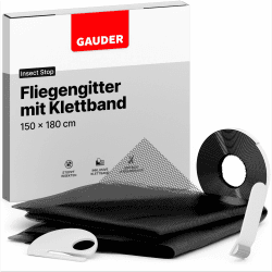 🪰🚫 GAUDER Fliegengitter für Fenster (150 x 180 cm | schwarz) | Insektenschutz ohne Bohren