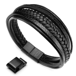 🎁 Murtoo Herren Armband Echtleder Naturstein Geflochten