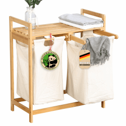 🌿 Floordirekt Bambus Wäschekorb mit 2 Fächern - Umweltfreundlich und praktisch! 🧺
