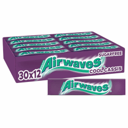🌬️ Airwaves Cool Cassis: Zuckerfreier Kaugummi mit Mentholfrische - 30 Packungen