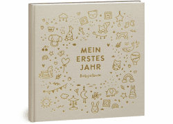 Mein erstes Jahr Babyalbum 📸👶 - Hochwertiges Leinenbuch mit Goldprägung