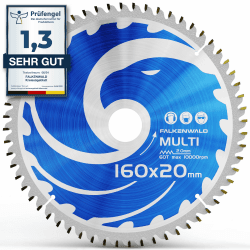 🔥 FALKENWALD ® Sägeblatt 160x20 mm - Ideal für Holz, Metall & Alu - Kreissägeblatt 160x20 kompatibel als Festool Sägeblatt TS55 & Bosch – Multi 160 🔥