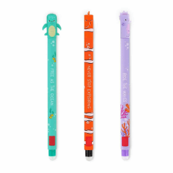 3er-Pack Radierbarer Kugelschreiber 2025 🖊️🦄🐢 | Set mit Clownfisch und Seepferdchen