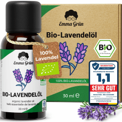 Emma Grün® Bio Lavendelöl Ätherisches Öl [100% Naturrein] - Zertifiziertes Lebensmittel zum Einnehmen - Ätherisches Lavendel Öl Bio - Essential Oil 30ml