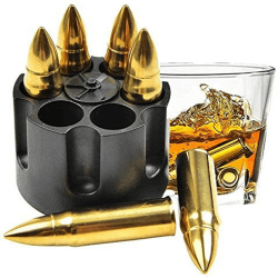 🥃🧊 BUYGOO Edelstahl Whisky Steine Bullets mit Basis - 6Pcs Wiederverwendbar Metall Eiswürfel 🥃🧊