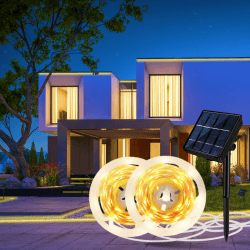 Aitesuo Solar LED Strip 10m, 2x5m Warmweiß 2700K Solarbetriebene LED Streifen Außen 🌞💡