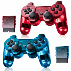 AUFGLO Classic Drahtlos Controller für Ps2/Dual Shock 2/PC (Rot+Blau) 🎮