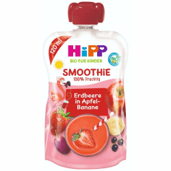 🍎🍌 HiPP Smoothie Mix im Quetschbeutel, Rote Früchte in Apfel-Banane, 100% Bio-Früchte ohne Zuckerzusatz