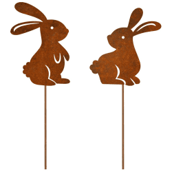 🐰🌿 ALEMIN 2er Edelrost Oster Hase Gartenstecker Deko Rost - Osterhasen Gartendeko 🌷🌿