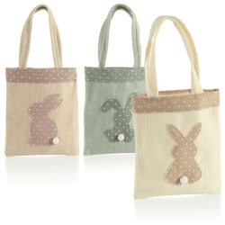 com-four® 3x Geschenktasche für Ostern 🐰🎁 - Beutel mit Osterhase zum Verschenken - niedliche Geschenktüte mit Oster-Motiv (3 Stück - Tasche - 3-farbig)