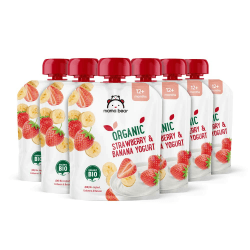 🍓🍌 Amazon-Marke: Mama Bear Bio Joghurtzubereitung Erdbeer-Banane, Vegetarisch, 90g (6er-Pack)
