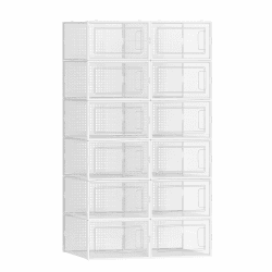 👟📦 SONGMICS Schuhboxen, 12er Set - Transparent-Weiß LSP12SWT